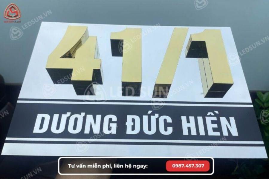Biển số nhà inox chữ nổi