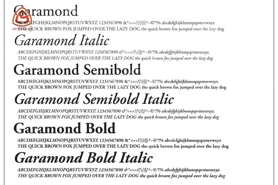 Font chữ đẹp cho quảng cáo​ Garamond