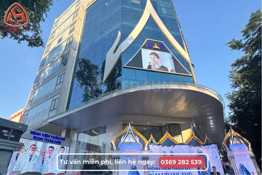 Dự án màn hình LED ngoài trời Led Sun lắp đặt tại mặt tiền tòa nhà bệnh viện Siam Thái Lan