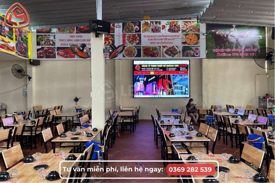 Màn hình LED P3 indoor sử dụng trong không gian quán ăn