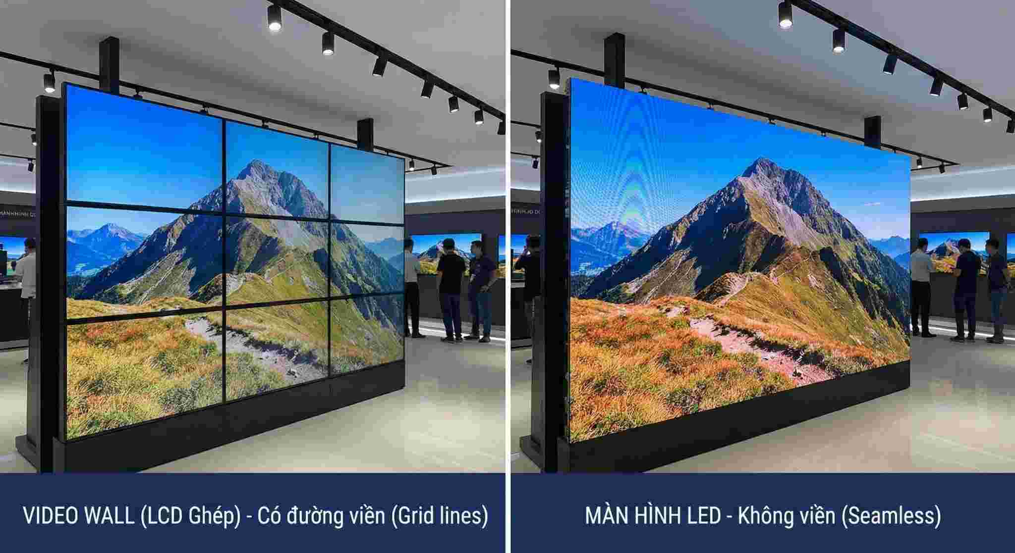 So Sánh Màn Hình LED Và Video Wall: Cuộc Chiến Không Viền Và Có Viền