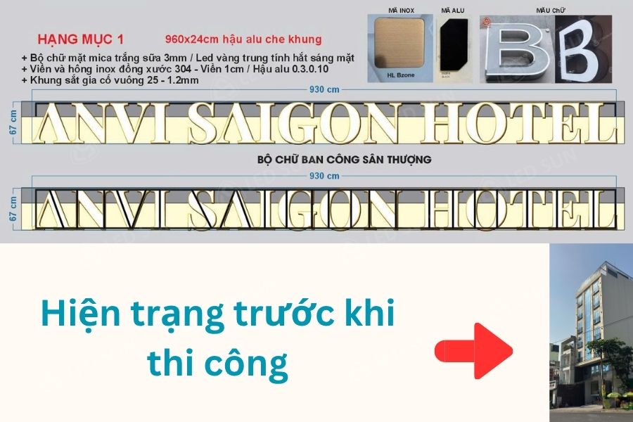 Thiết kế chữ ban công sân thượng và hiện trạng