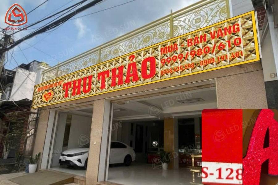 Dựng 3D bảng hiệu tiệm vàng Thu Thảo.