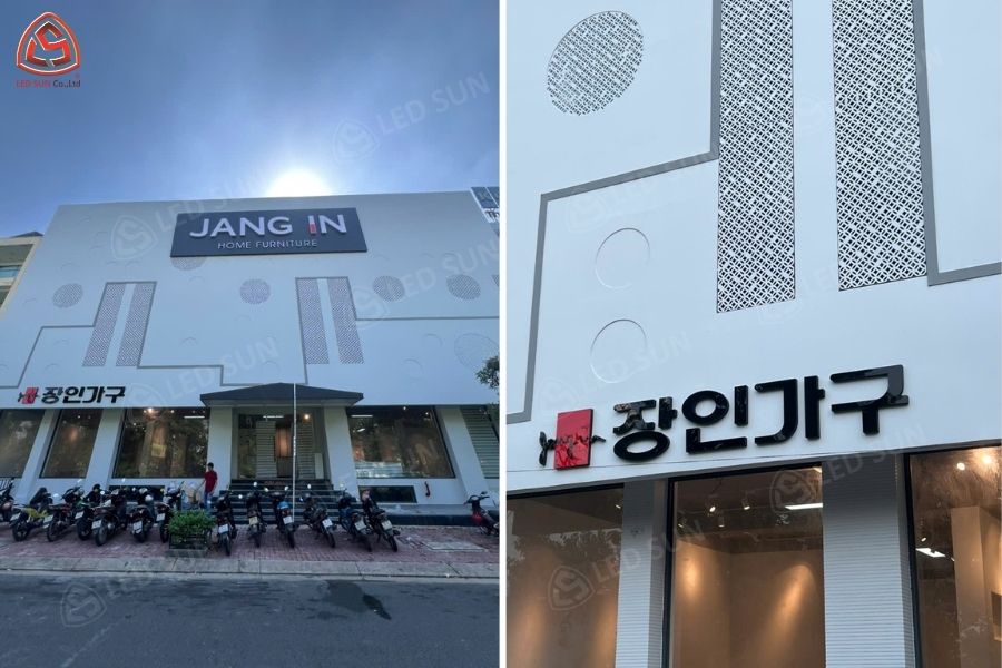 Mặt tiền Jangin sau khi lắp chữ nổi.