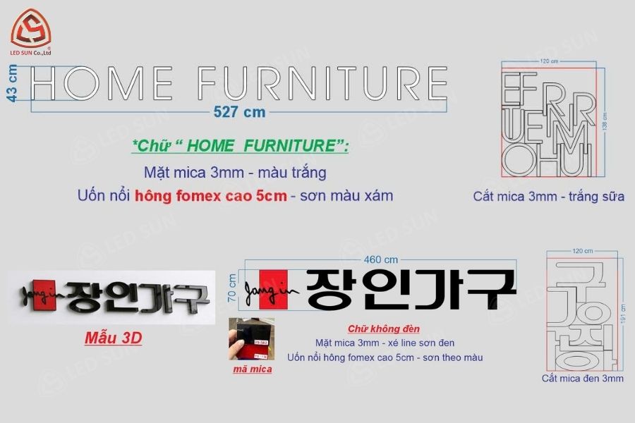 Bản vẽ bố trí chữ cho thợ cắt chữ nổi.