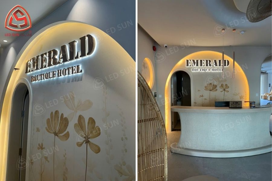 Toàn cảnh sảnh lễ tân khách sạn Emerald Boutique.