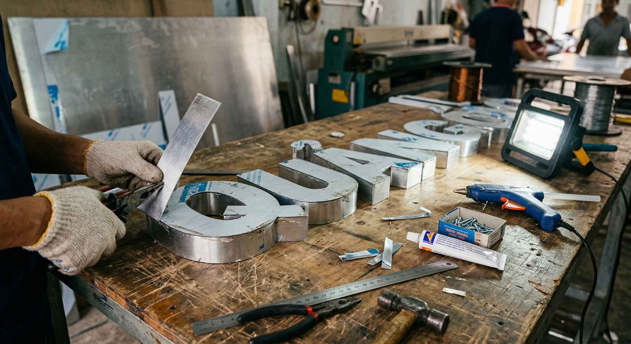 Gia công chữ alu mặt tiền ngoài trời chống thời tiết