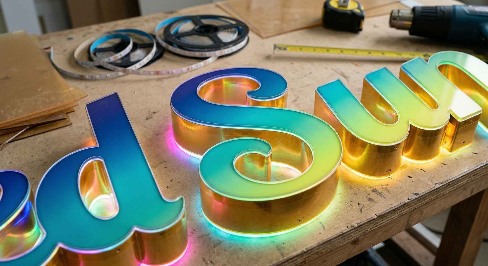 Gia công chữ mica hút nổi đa màu sáng rực