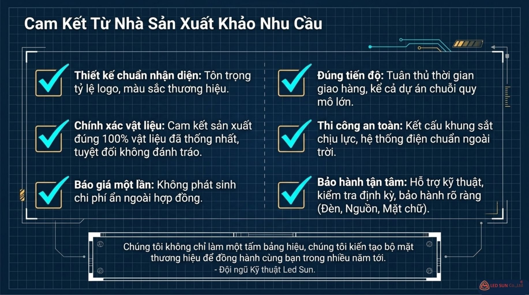 cam kết của led sun