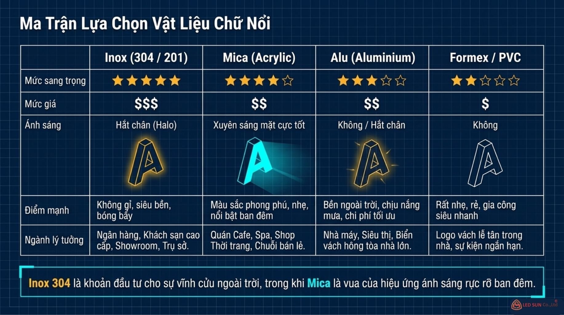 vật liệu làm chữ nổi