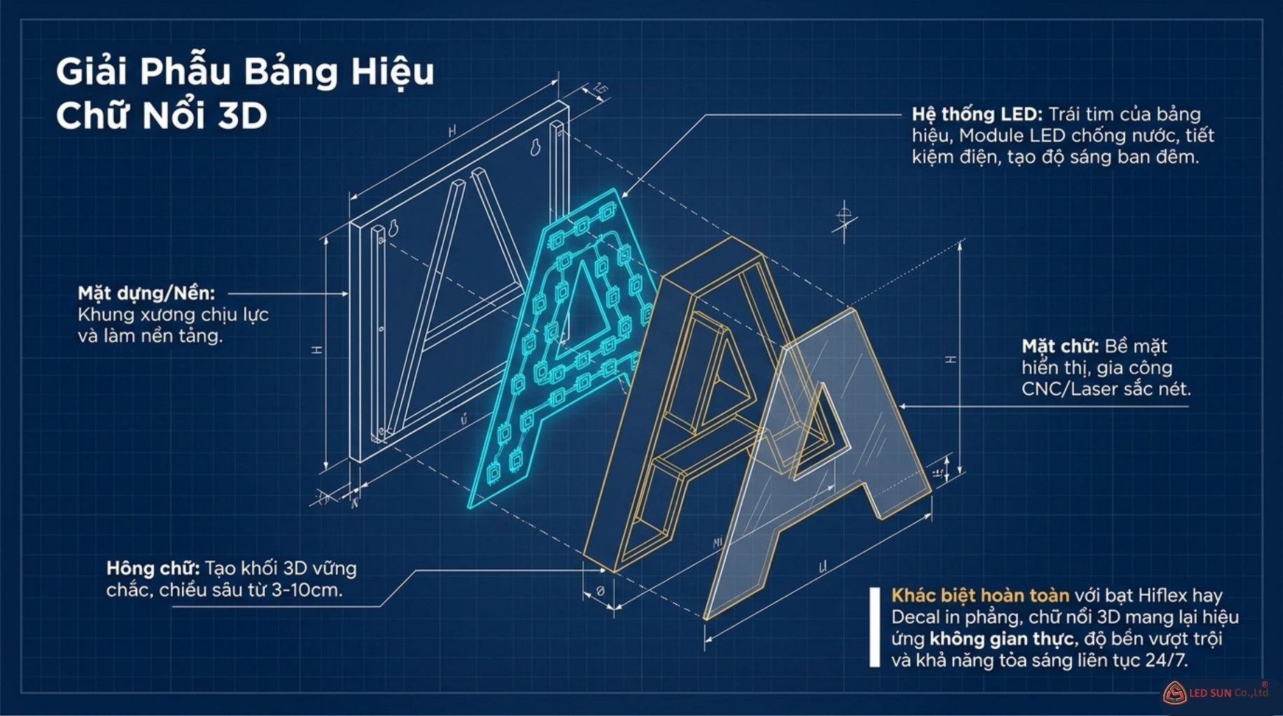 chi tiết chữ nổi 3D